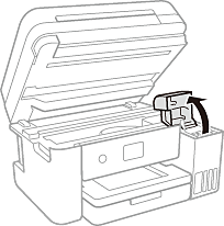 Opening ink tank cover for printer with a LCD panel